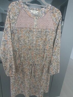 Thursday Island Floral Tunic with Gray & Orange Print
